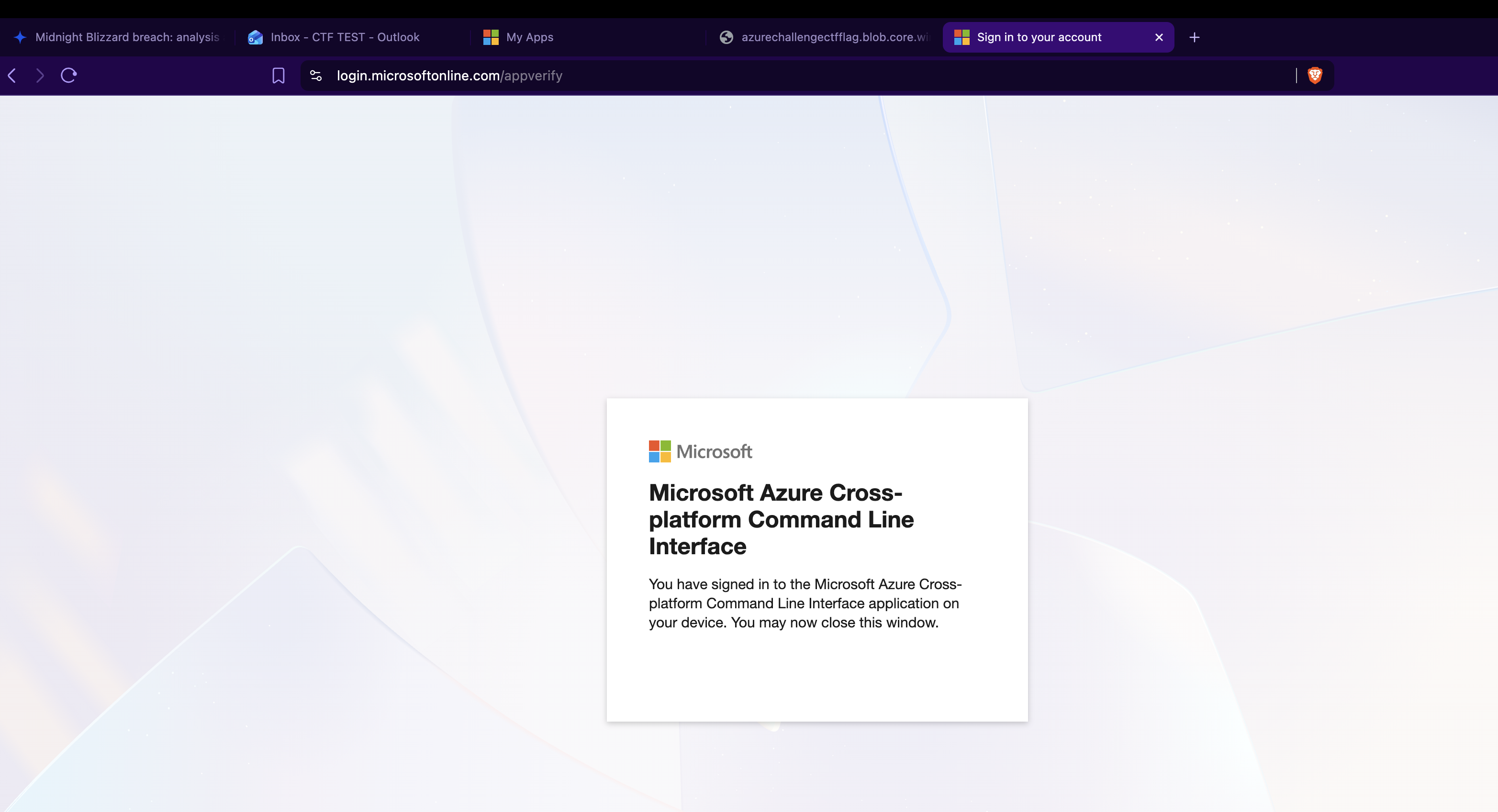Azure CLI device code authentication