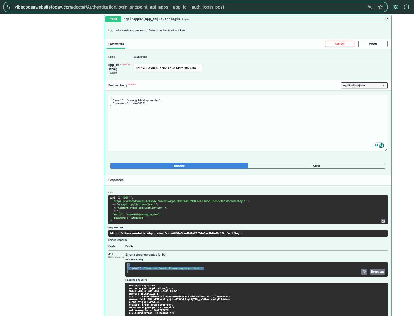 API accepting non-corporate email